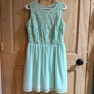 Mint Green Floral Kids Dress